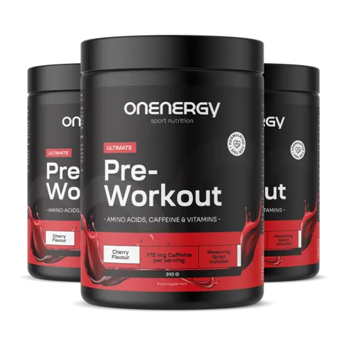 3x Pre-Workout - prášek k přípravě nápoje, dohromady 930 g