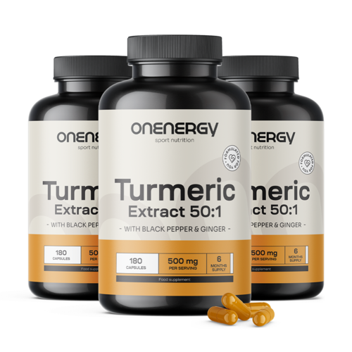 3x Kurkuma 500 mg – výtažek, dohromady 540 kapslí