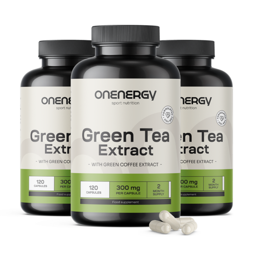 3x Zelený čaj 600 mg – výtažek, dohromady 360 kapslí