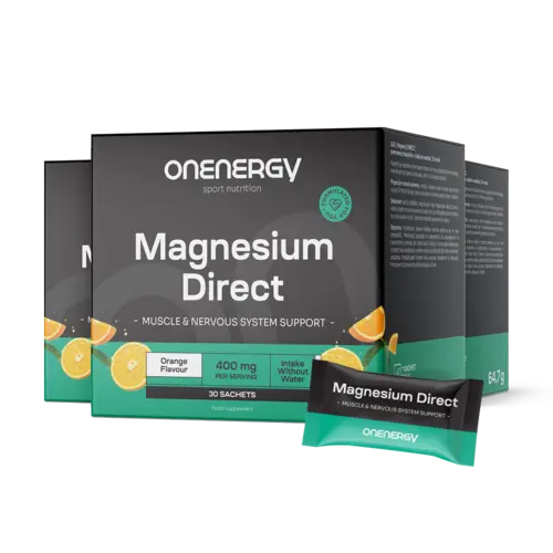 3x Magnézium DIRECT 400 mg, dohromady 90 sáčků