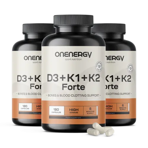 3x Vitamíny D3 + K1 + K2 FORTE, dohromady 540 kapslí