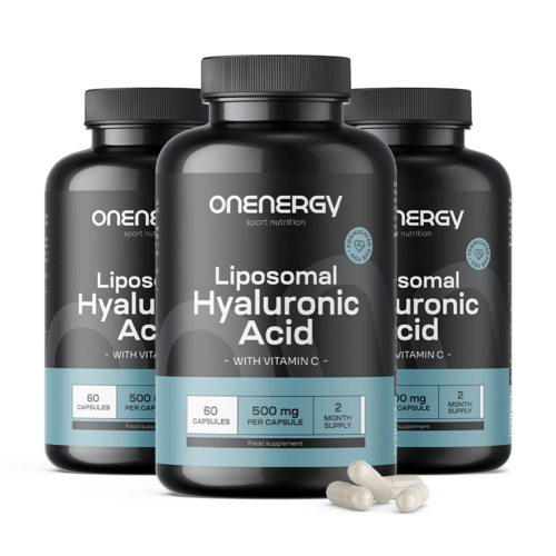 3x Lipozomální kyselina hyaluronová 500 mg, dohromady 180 kapslí