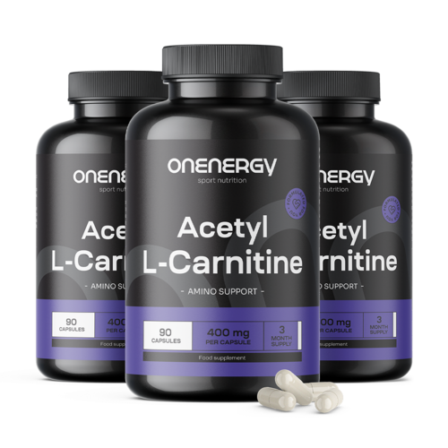 3x Acetyl-L-karnitin HCl, dohromady 270 kapslí
