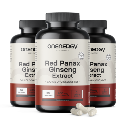 3x Červený ženšen (Red Panax Ginseng) – výtažek, dohromady 270 kapslí
