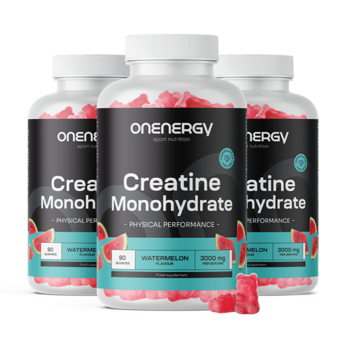3x Kreatin monohydrát 3000 mg – meloun, dohromady 270 gumových bonbonů