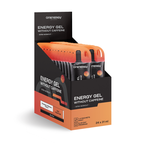Energetický gel bez kofeinu – jahoda a banán, 24 x 31 ml
