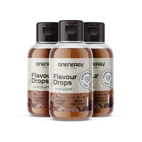 3x Flavour Drops kapky se sladidlem - čokoláda, dohromady 150 ml