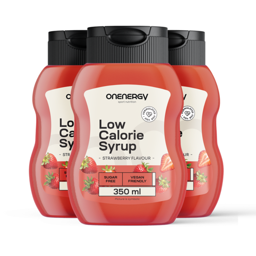 3x Nízkokalorický sirup se sladidly – jahoda, dohromady 1050 ml